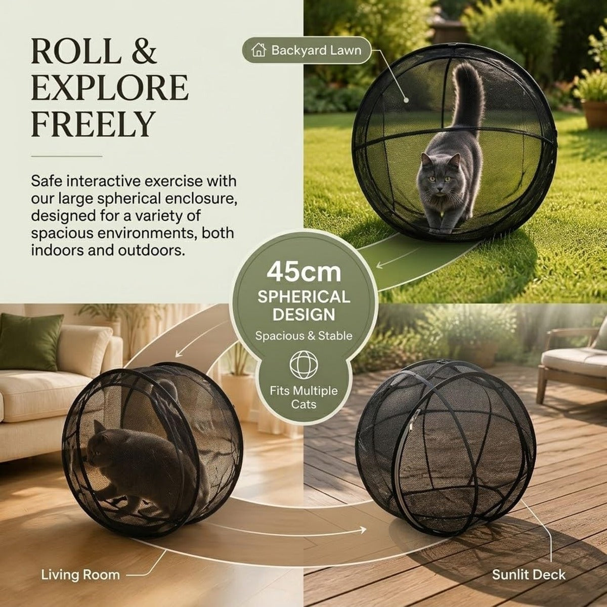 Pawhaus Rolling Cat Playpen outdoor use