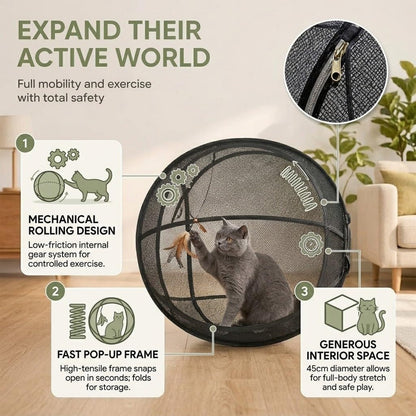 Pawhaus Rolling Cat Playpen size and details